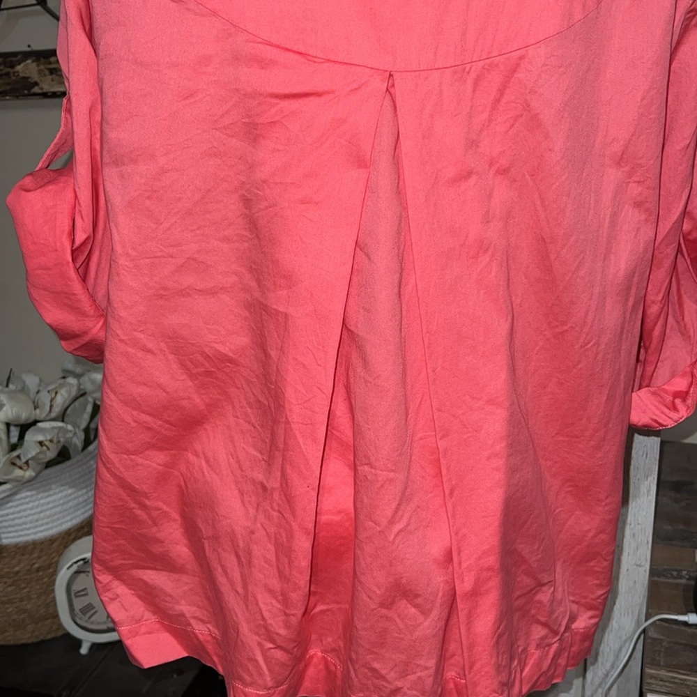 Soft surrounding cowl neck blouse roll tab sleeves, gold button women’s size XL - Picture 6 of 7